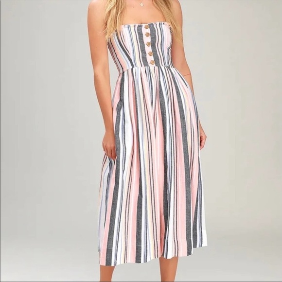 Free People Dresses & Skirts - NWT Free People Lilah Striped Midi Dress Size XS